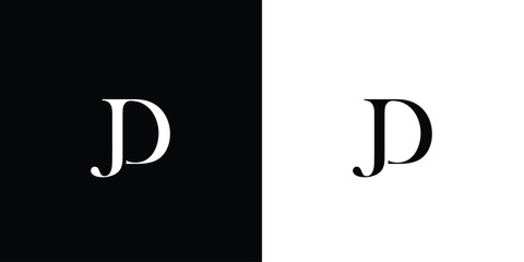 Abstract Creative Letter JD or DJ element logo Design in black and white color