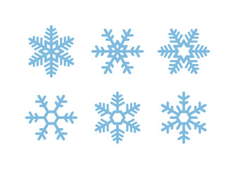 Fototapeta na wymiar Set of snowflake icons for winter season. Design elements symbolizing snow, snowflakes, ice, crystals, winter, frost, cold weather and Christmas.