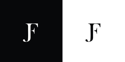 Abstract Letters logo monogram JF in black and white color - obrazy, fototapety, plakaty