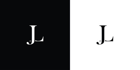 Abstract Letters Logo Monogram JL or LJ in black and white color - obrazy, fototapety, plakaty