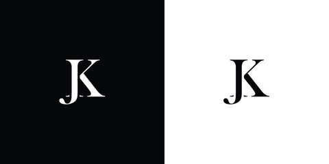Abstract Initial letter JK or KJ logo template in black and white color