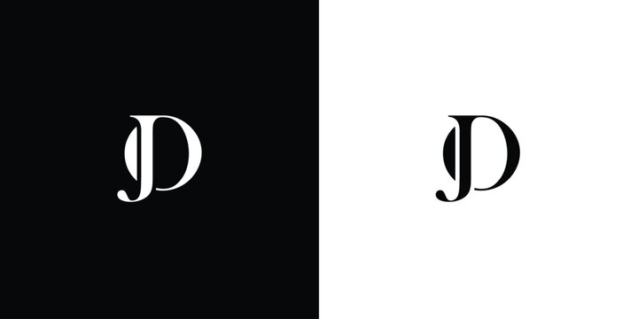 Abstract JO or OJ letters design logotype concept with serif font and elegant style vector illustration in black and white color