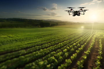 Fototapeta na wymiar Drones Over Fields: Navigating the Future of Smart Agriculture