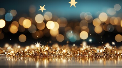 Naklejka premium Christmas and New Year abstract background, blurred holiday lights create a festive ambiance with a subtle depth of field effect. AI generated 