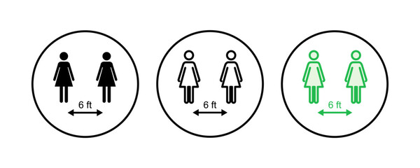 Social distancing icon set. social distance icon. self quarantine sign