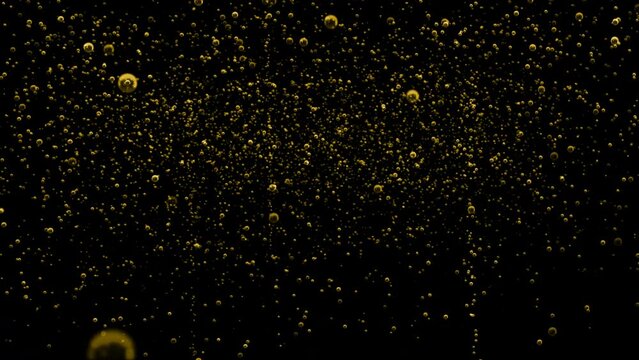 Abstract Background Animation. Small Golden Bubbles Moving Upward. 