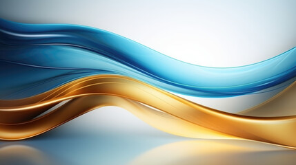 Fototapeta premium An abstract composition featuring elegant gold and blue waves creates a luxurious background with ample space for text placement.Generative AI