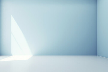 Beautiful versatile light blue empty background, with shadow light, for product presentation, space for text
