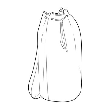 recommend clip art: Boxer Bag backpack silhouette. Fashion accessory technical illustration. Vector satchel front 3-4 view for Men, women, unisex style, flat handbag CAD mockup sketch outline isolated