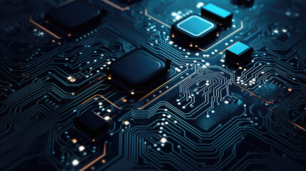 Obraz premium Modern Dark Blue Background with Circuitry