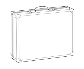 Attache Case briefcase silhouette bag. Fashion accessory technical illustration. Vector satchel front 3-4 view for Men, women, unisex style, flat handbag CAD mockup sketch outline isolated