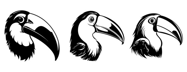 Collection of Toucan Silhouettes Ideal for Logo Design Elements - obrazy, fototapety, plakaty