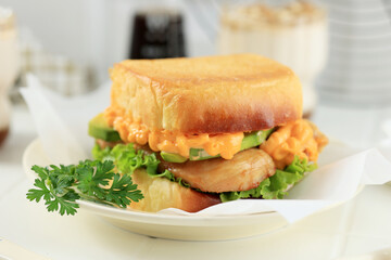 Hokkaido Bread Chicken Sandwich with Lettuce