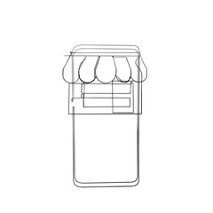 continuous line drawing mobile store illustration vector