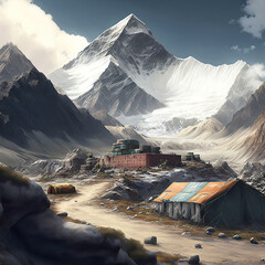 Mount Everest base camp   Nepal Himalaya. - obrazy, fototapety, plakaty