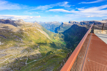 Geiranger fjord from Dalsnibba viewpoint, Norway - obrazy, fototapety, plakaty