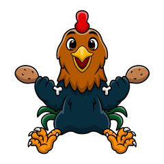 Cute rooster cartoon on white background