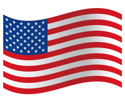 Waving flag of American over white background.USA flag vector illustration.