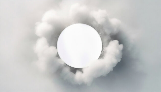 Thick white smoke floating around the white circle plate