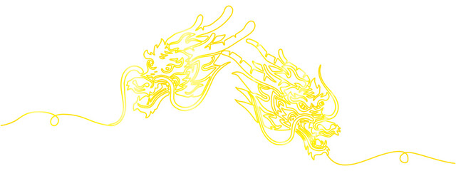Fototapeta premium Gold chinese dragon background with line art style
