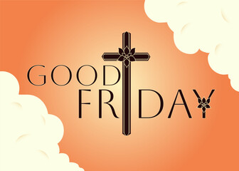 Banner with text GOOD FRIDAY and cross
