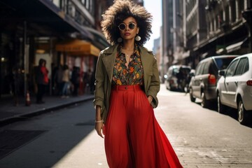 Obraz premium Fashionista standing in the street