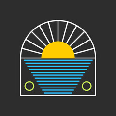 Geometric sun icon. Abstract background illustration. 