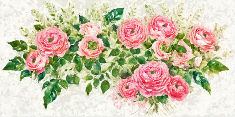 Elegant oil painting floral illustration