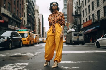 Fototapeta premium Fashionista standing in the street