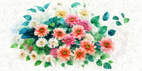 Elegant oil painting floral illustration