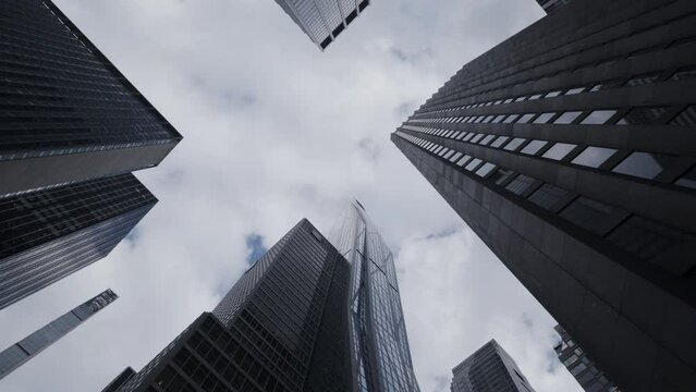 Cinematic low shot of City Skyscrapers