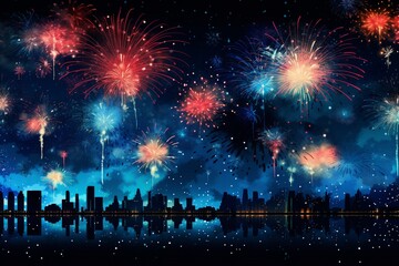 Fototapeta na wymiar Firework in new year on dark background