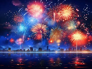 Obraz premium Firework in new year on dark background