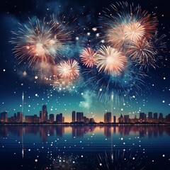 Firework in new year on dark background