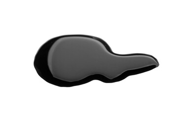 Blot of black liquid on white background