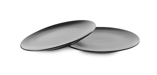 Two clean ceramic plates on white background