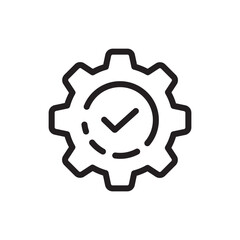 Gear cog settings checkmark icon. Vector illustration. Setting symbol