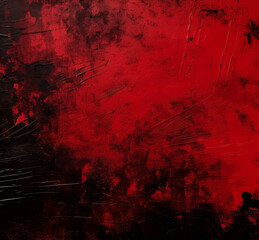 Abstract red background with black paint, rustic textures, dark red, grungy background  paint. - obrazy, fototapety, plakaty