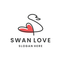 Swan love Logo Concept Design Template Element Vector Illustration.