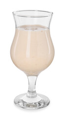 Delicious eggnog in glass isolated on white