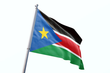 South Sudan flag waving isolated on white background