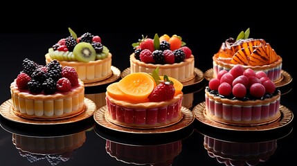 Delicate fruit tarts and custards