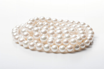Close-up of a strand of white pearl necklace