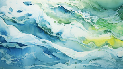 Fototapeta na wymiar Abstract Alcohol Ink Artwork - Contemporary - Vibrant Green, Blue, Gold