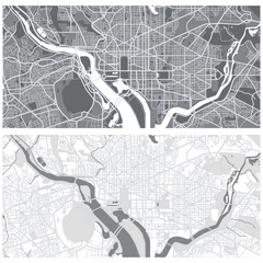 Layered editable vector illustration outline Map of Washington D.C,USA