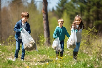 Fototapeta premium Young Environmentalists Taking Action for a Greener Tomorrow