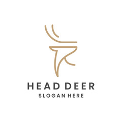 Head deer Logo Concept Design Template Element Vector Illustration.