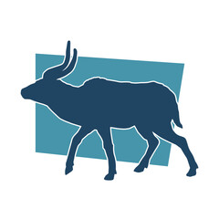 Silhouette of an wild antelope animal running.