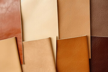Leather fashionable material luxury natural pattern textured background design assortment choice fabric craft sample
