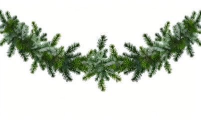 Fir branches with Christmas decorations on white background, flat lay